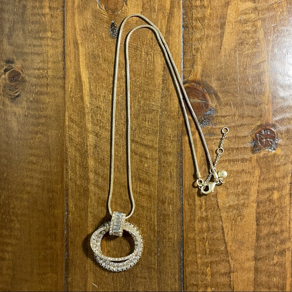 J Crew Circle Oval Crystal Drop Dangle Pendant Necklace